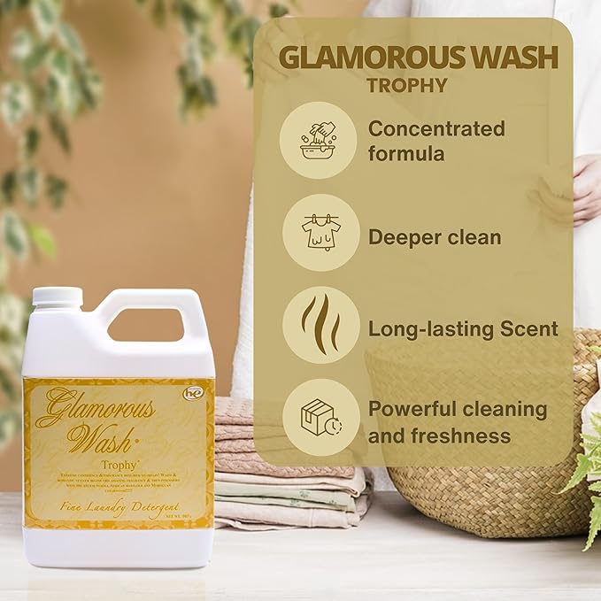 Worldwide Nutrition Bundle: Tyler Glamorous Wash Trophy Scent Laundry Liquid Detergent - Hand and Machine Washable - 32 oz (907 g) Container and Worldwide Nutrition Multi-Purpose Key Chain