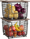 Wire Storage Basket For Kitchen Pantry and Counter - Stackable Wire Organizing Bin For Produce, Vegetable - Countertop Potato, Onion, Veggie Basket Brown