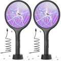 YISSVIC Electric Fly Swatter 4000V Bug Zapper Racket Dual Modes Mosquito Killer with Purple Mosquito Light Rechargeable for Indoor Home Office Backyard Patio Camping (Black-2 Pack)