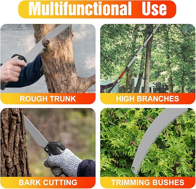 36FT Pole Saw, Telescoping Tree Trimmer with 7-30FT Extension Pole, Manual Branches Pruner for Backyard, Orange