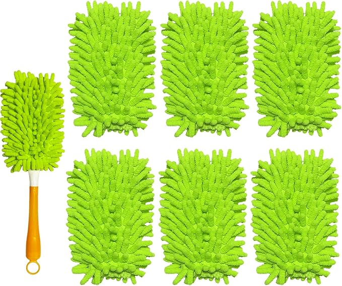 Reusable Duster Refill Compatible with Swiffer Hand Duster - 360 Heavy Duty Dusters Refills - Microfiber Ceiling Fan Duster for Swiffer Dusters Extended Handle, 6 Pack(Handle is Not Included)