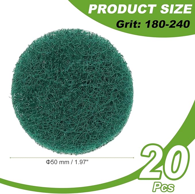Power Scrub Pads, Scrubbing Pads 180 Grits Scouring Discs - Fitting for (Home Kitchen Cleaning - Drill Attachment - Scrubber Replacement) 20 Pcs & 2 Inch & Green