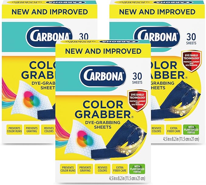 Carbona Color Grabber™ | Protects Laundry from Color Runs or Bleeds | Mix Whites & Colors | in-Wash Dye Grabbing Sheets | 30 Count Per Box, 3 Pack