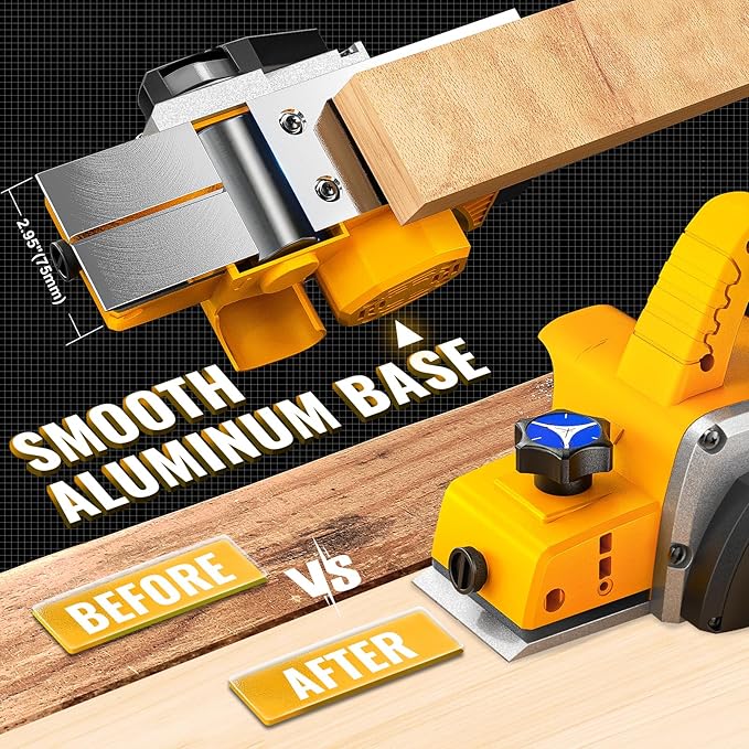 Cordless Electric Hand Planer: 3-1/4-Inch Handheld Planer Compatible with Dewalt 20V Battery (No Battery) - 15000 RPM Power Wood Planer for Woodworking, Carpentry, and Home DIY