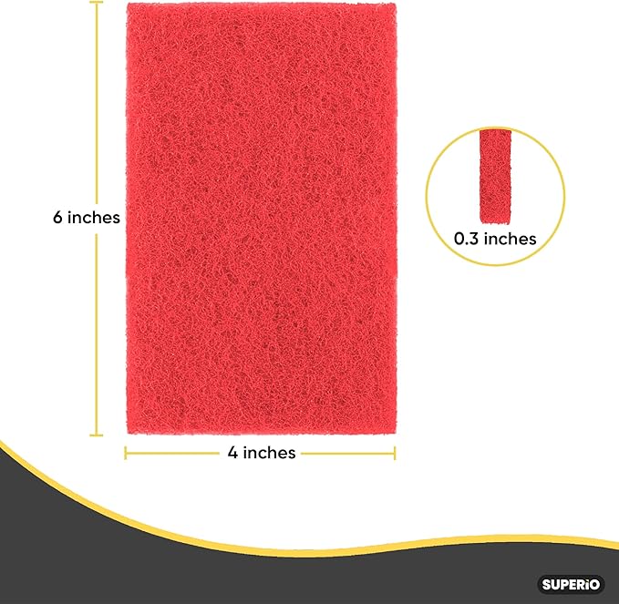 Scouring Pad Non-Scratching Scrubber Non-Scratch Cleaning Scrub Pads Heavy Duty Scouring Pad Reusable Kitchen Scrubbing Pad Pack of 24 Red, by Superio