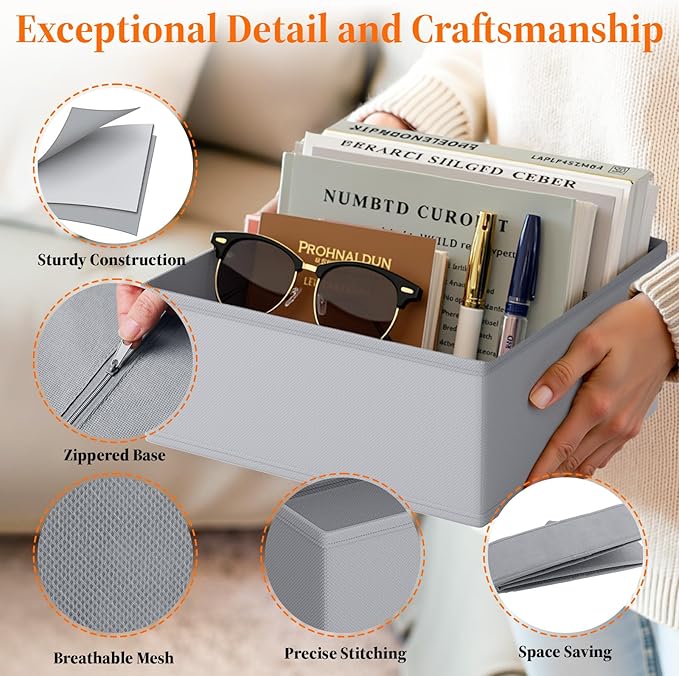 TasticTotes Drawer Organizer Clothes, 16 Pack Drawer Organizers and Underwear Organizer for Nursery, Dividers Clothes Organizer, Closet Organization and Foldable Storage Bins for Socks, Bra, Tie, Grey