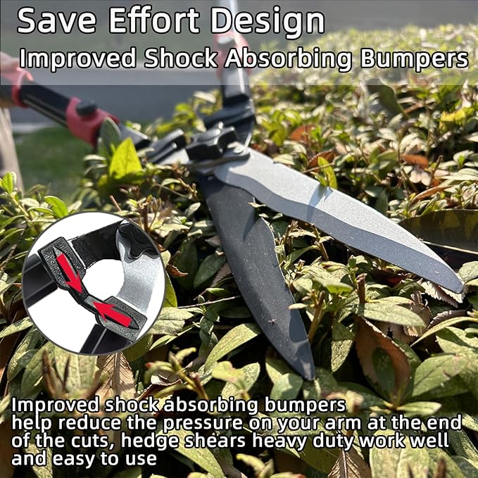 Hedge shears, Extendable 26"-32" Hedge Clippers with Sharp Wavy Blade, Manual Hedge Trimmer for Trimming Borders and Shaping Shrubs, Garden Shears Pruner for Lawn and Yard Tools