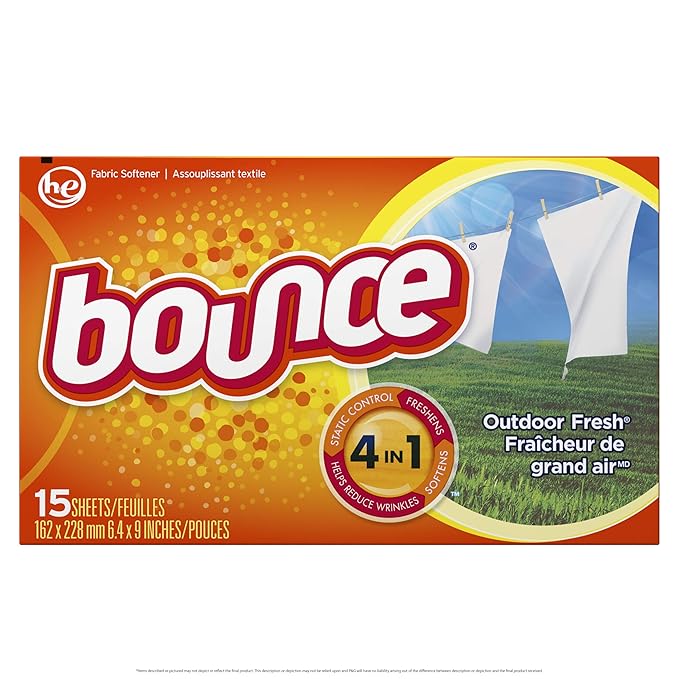 Bounce Outdoor Fresh Scented Fabric Softener Dryer Sheets, 15 Count