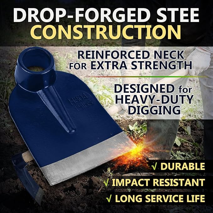Hoe Head 1.6 Lb, 4-1/2" Blade Width, 1-3/4" Diameter Hole, Grub Hoe Head Steel Garden Tool for Tough Soil, Garden Hacking, Landscaping, Farming or Yard Work