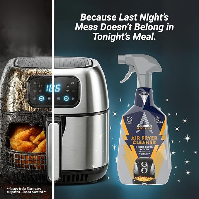 Astonish 750ml Specialist Air Fryer Cleaner Spray with Baking Soda, 3 Pack - Non Stick Safe Grease Remover, Food Residue Lifter, Quick Rinse Vegan Cruelty Free Kitchen Degreaser, No Scrub Formula
