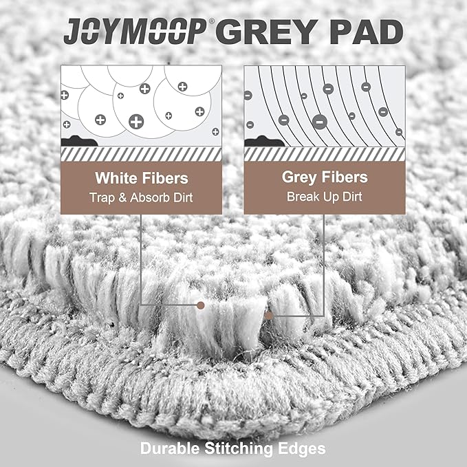 JOYMOOP Microfiber Flat Mop Pads, Washable Replacement Refills for Mop Bucket Set, 13 Inch, Pack of 4, Grey