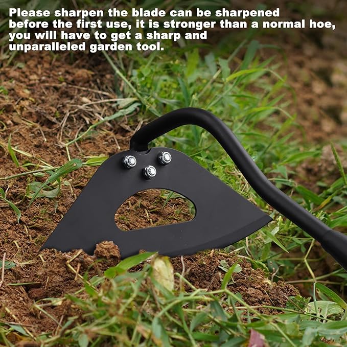 Hoe Garden Tool, 70 Inch Long Handle Hollow Hoe, Adjustable Manual Weeder Heavy Duty Garden Hoe for Weeding, Digging, Hoeing, Cutting and Loosing Soil