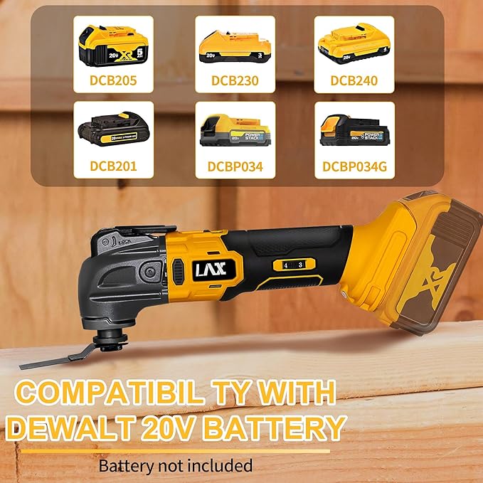 Oscillating Multi Tools for Dewalt 20V Battery, Multi-Use Cutting and Sanding Tool, 4°Oscillation Angle, 6 Variable Speeds, Quick-fit Blade Design with 22pcs Accessories for Cutting, Sanding, Scraping