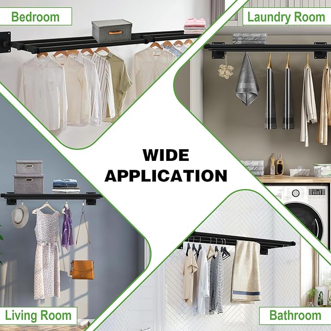 Closet Shelves Wall Mounted, 71 Inches Heavy Duty Closet Rod with Shelf Metal Utility Shelf for Wall, Closet, Laundry Room