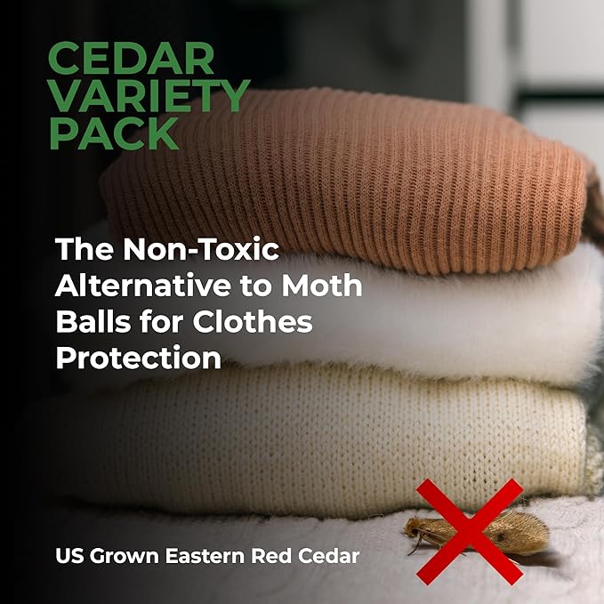 Professor Killamoth 61 Pack Cedar Blocks, Sachets, Rings, Balls - Stop Clothes Damage - The Ultimate Cedar Collection to Protect Your Clothes