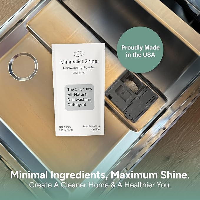 Dishwasher Detergent, 100% Plastic-Free Dishwashing Soap, Eco-Friendly, All Natural Sustainable Dishwasher Powder, Cuts Grease and Grime, Non-Toxic and Unscented, 60 Loads