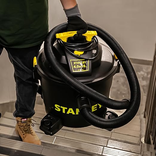 STANLEY Wet/Dry Vacuum SL18191P, 10 Gallon 4 Horsepower 16 FT Clean Range Shop, Ideal for Home/Garage/Laundry Rooms with Attachments, Strong Suction Large Capacity Multiple Accessories