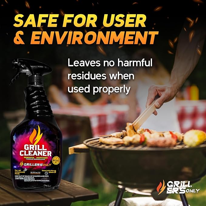 Grill Cleaner Spray & Degreaser | Heavy-Duty Grill Spray for BBQ, Griddles & Cast Iron Cleaner - Professional Outdoor Kitchen Formula - 35.2 fl oz.