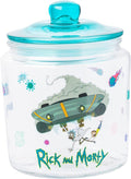 Silver Buffalo Rick and Morty Falling Out of Ship Glass Cookie Snack Candy Jar with Lid (Small)