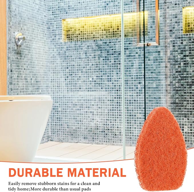 Baderke 4 Pcs Tub Tile Scrubber Cleaning Brush Pads (Without Handle) Brush Non-Scratch Scouring Pads for Shower Bathroom Buildup Toilet Wall Floor (Orange)