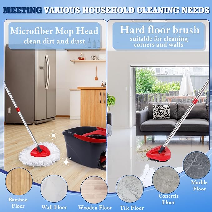 6 Pack Mop Replacement Heads Compatible with Oceda EasyWring Mop Microfiber Mop Refills, Replacement Microfiber Chenille, Easy to Replace,Deep Floor Cleaning and Machine Washable（White)