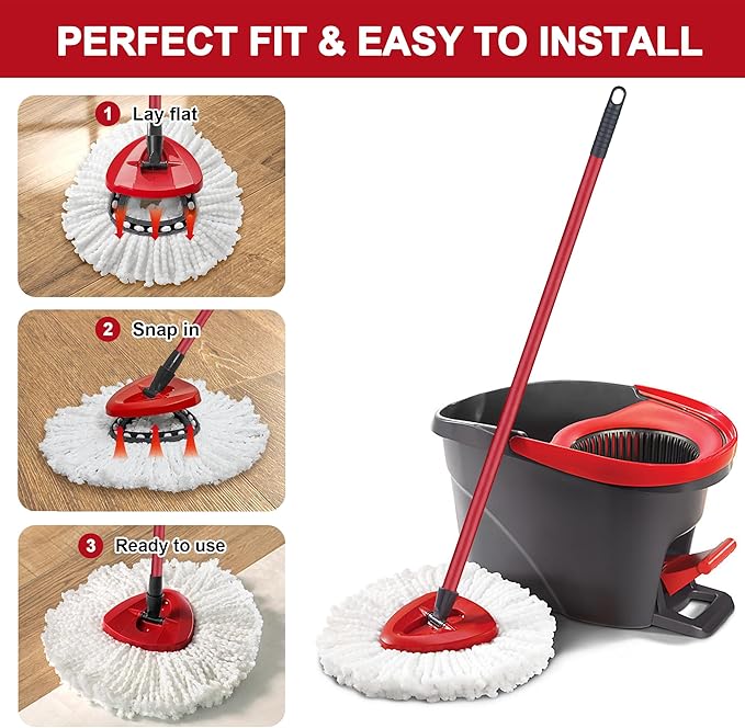 2 Pack Mop Replacement Heads for O-Cedar Spin Mop, Microfiber Spin Mop Refills, Easy Cleaning Mop Head Replacement Refill