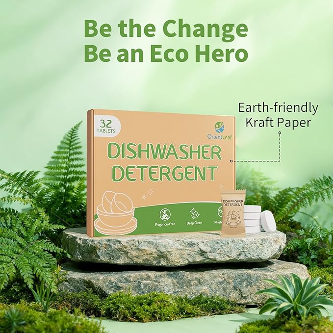 ORIENTLEAF Dishwasher Detergent Tablets, Dishwasher Tablets 32 Count