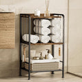 TETOTE 3-Tier Towel Rack, M-Shaped Detachable Dividers Metal Towel Storage Organizer for Bathroom, Laundry, Pool, Free Standing