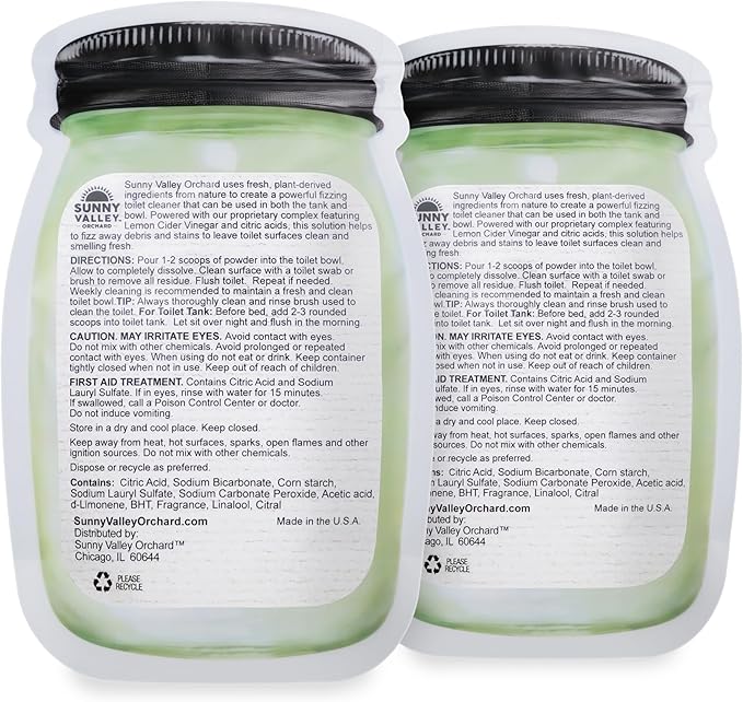 Lemon Cider Vinegar Foaming Toilet Bowl Cleaner (2 Pack)