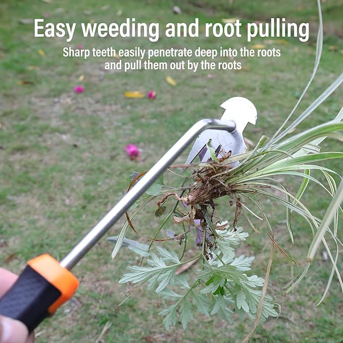 Weed Remover Tool,Garden Weed Tool, Portable Garden Weeding Tool for Vegetable Gardening Backyard Farm Planting & Weeding (Rubber Handle)