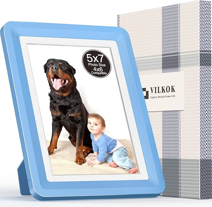 5x7 Picture Frame, Clear Acrylic Photo Frame with White Mat for 4x6 Photos, One-Piece Shatterproof Tool-Free Design, UV-Resistant Waterproof Tabletop Frame for Home Office Decor with 10-Year Warranty
