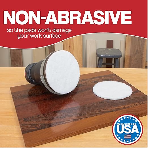 5" Non-Scratch Polishing Pad Hook & Loop Non-Woven Discs, Non-Abrasive Finishing Pads, Buff & Polish Finished Surfaces, Wood Oil & Wax Application, Orbital Sander Polishing Pad - 10 Pack (White)