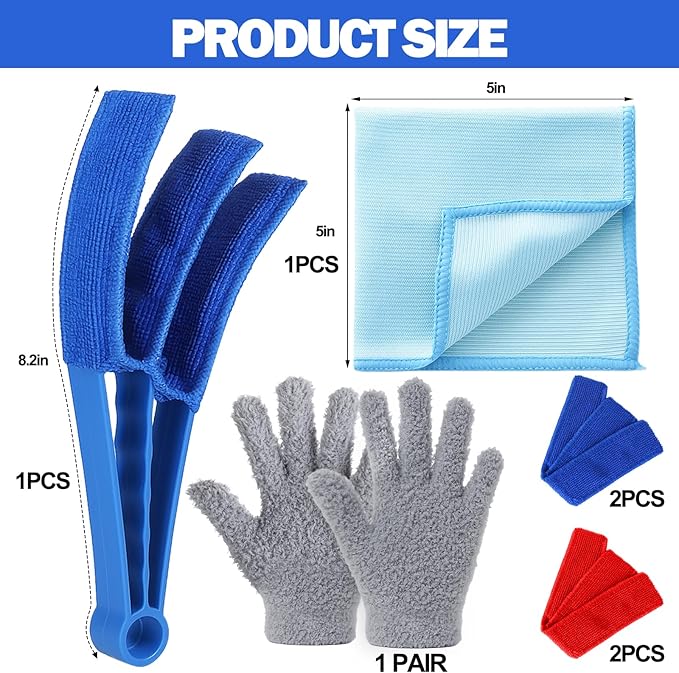 XANGNIER Window Blind Cleaner Duster Tool Set,Blind Cleaning Tools,Washable Multi-Surface Dusting Kit for Wood Blind,Venetian Blinds,Vinyl Blinds,AC Vents,Car Vents,Air Condition,Shutter& Fans