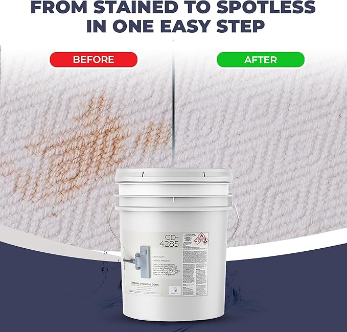 Heavy Duty Carpet Stain Remover CD 4285 - Carpet's Multi-Purpose and Powerful Liquid Solution, Though Cleaning Formula For Homeowners, Pet-owners, Offices and Many More - 5 Gallon Pail