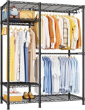 Ulif F7 Medium Garment Rack, Heavy Duty Clothes Rack, Clothing Racks for Hanging Clothes, 6-Tiers Freestanding Portable Closet Storage Rack 45'' W × 14.6'' D × 76.6'' H, Max Load 750 Lbs, Black