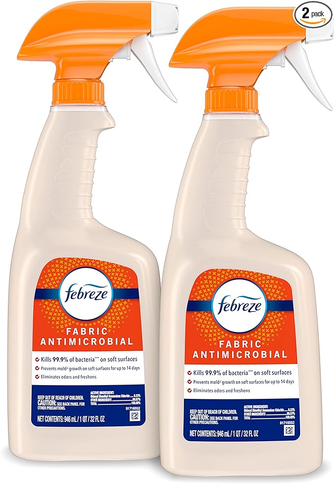 Febreze Fabric Spray, Odor Eliminator for Strong Odor, Sanitizing and Antimicrobial, 32 fl oz (2 Count)