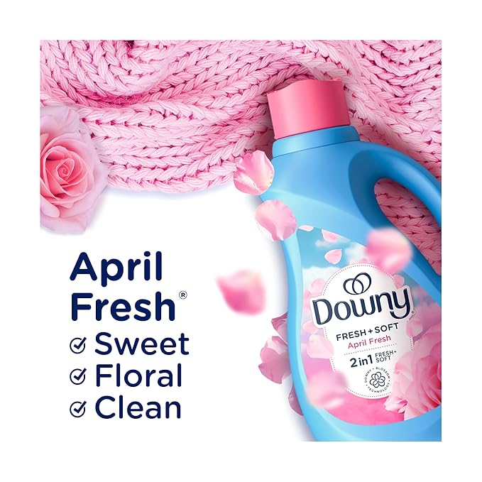 Downy Soft, 2 in 1 Soft and Fresh Liquid Fabric Softener, April Fresh, 44 fl oz, 60 Loads, Fabric Conditioner Liquid provides softness and freshness for fabrics