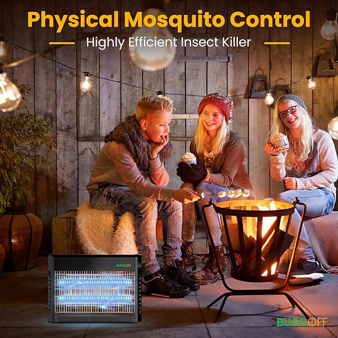 Black Modern Indoor Electric Bug Zapper, 2000 SQFT Coverage, 3500 Volts of Stunning Power, 40 Watts, Kills Mosquitos Gnats, Flys & More. 10 Year Warranty, X2 Free Repalcment Bulb (4 Pack)