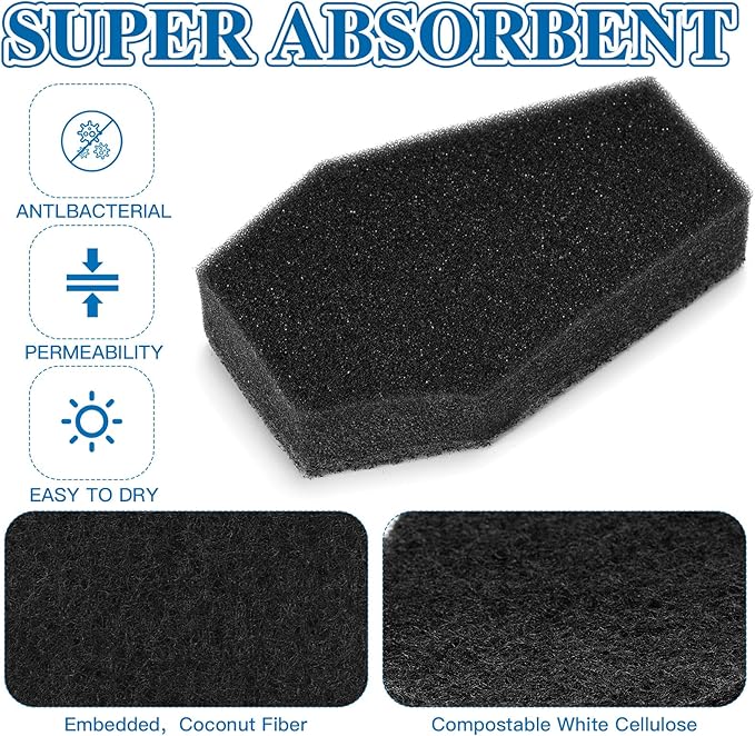 Tioncy 12 Pack Gothic Kitchen Decor Bulk Dual Sided Scrubber Gothic Sponges Dishwashing Non Scratch Coffin Kitchen Accessories Dish Scouring, Black