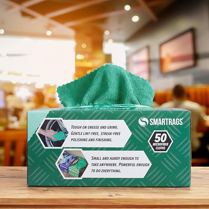 Arkwright Smart Rags Microfiber Cleaning Cloths Bulk, Case of 400, Lint Free 180 GSM Reusable Towels for Auto, Office and Household Cleaning, 12 x 12 in, Green