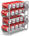 Canyave Soda Can Organizer Storage Rack, 2 Pack Stackable Beverage Soda Can Dispenser Organizer Holder for Refrigerator, Cabinet, Pantry (Silver)