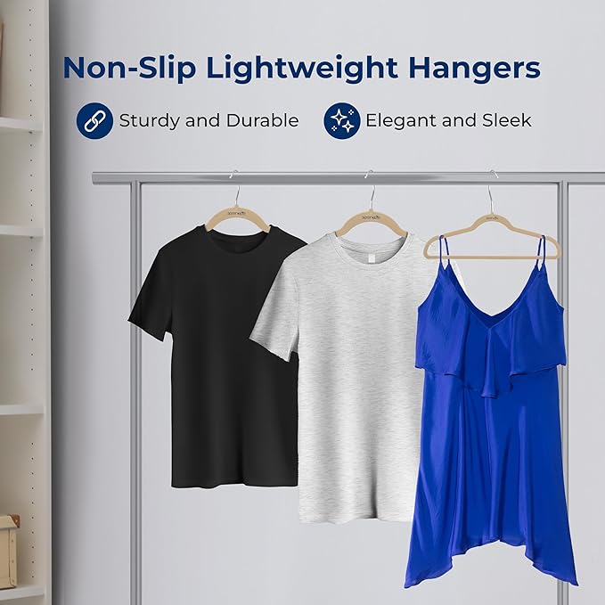 SereneLife 100 Pack Velvet Non-Slip Heavy Duty Adult Hangers – Ultra-Thin Space Saving Clothes Organizer with 360° Swivel Hook for Coats Shirts Dresses Closet Storage – Ivory