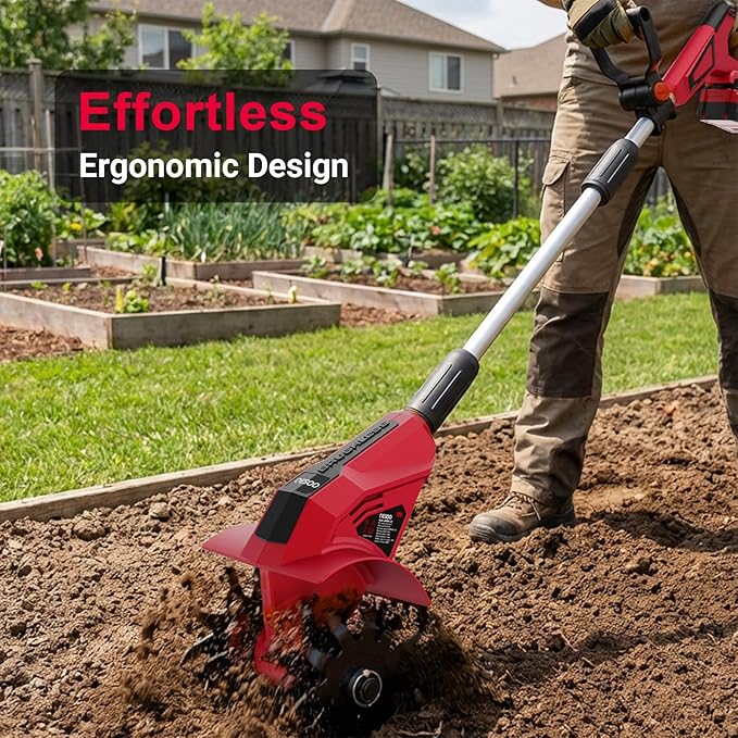 Brushless Cordless Tiller Cultivator Compatible with Milwaukee 18V Battery(Tool Only), 800W Electric Power Tiller for Gardening, Battery Powered Garden Cultivator Portable Rototiller for Lawn