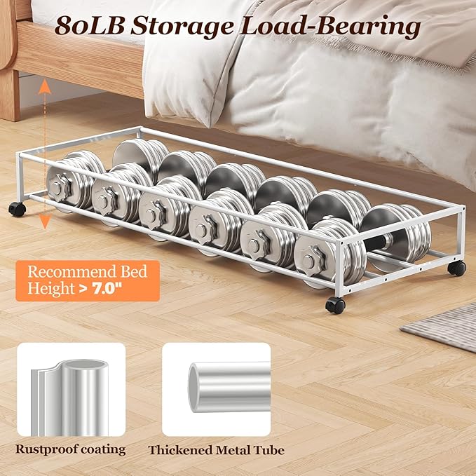 Yecaye Under Bed Storage with Wheels 2 Pack, 85L Extra Large Under Bed Storage Containers with Metal Frame & Clear Lid, Rolling Underbed Organizer Bins Drawers for Clothes, Shoes, Blankets, Beige
