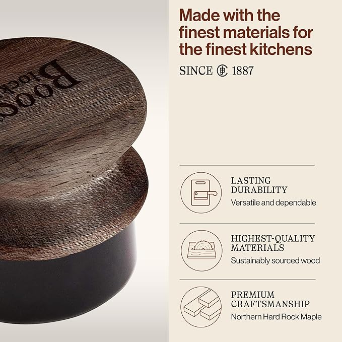 John Boos Oil & Cream Round Applicator for Wood Cutting Boards, Butcher Blocks & Utensils, Walnut - Solid Hardwood Handle, Silver Ion-Treated Sponge, Storage Cap, Easy and Even Application