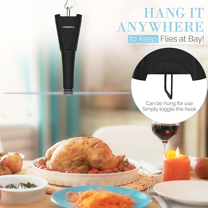 Fly Fans for Tables (4 PCS) - Soundless Fly Swatter Fan for Outdoor Restaurant, Marina, BBQ and Picnic