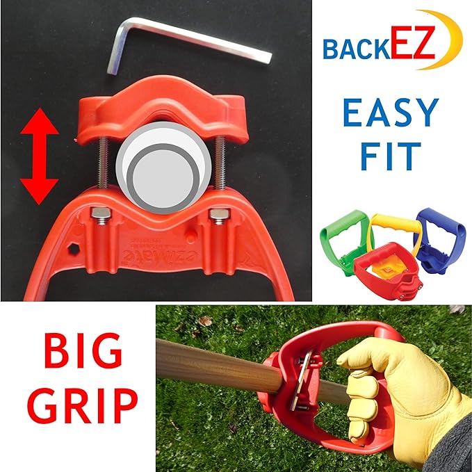 Back-Saving Tool Handle Attachment, EVR-Grip Upgrade, Labor-Saving Ergonomic Shovel Add-on Handle, RED