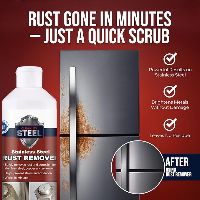 Stainless Steel Rust Remover and Stain Cleaner | NSF Approved | Non-Toxic & Food Safe | Quickly Cleans Commercial Equipment, Appliances, Grills, Sinks, and Tools - 5 liter