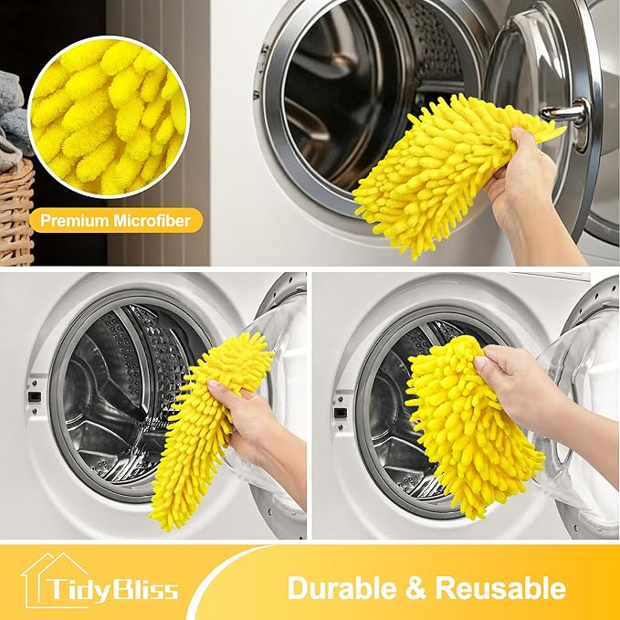 77” Ceiling Fan Blades Cleaner Duster with Extension Pole, Extendable Flexible Dust Cleaning Brush, Reusable Chenille Mop for Baseboard Wall Floor Blinds Cobweb