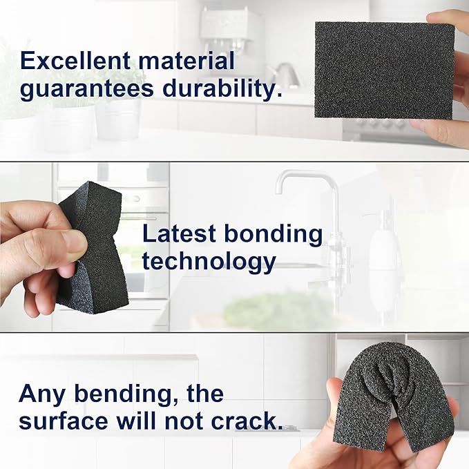 8pc Black Carborundum Sponge Nano Emery Sponges Caspian Stone Pot Clean Brush Rust Eraser Grit Scouring Pads Pot Cleaning Pads with Carborundum Washing Kitchen Cleaner Tool(thickness-1inch)